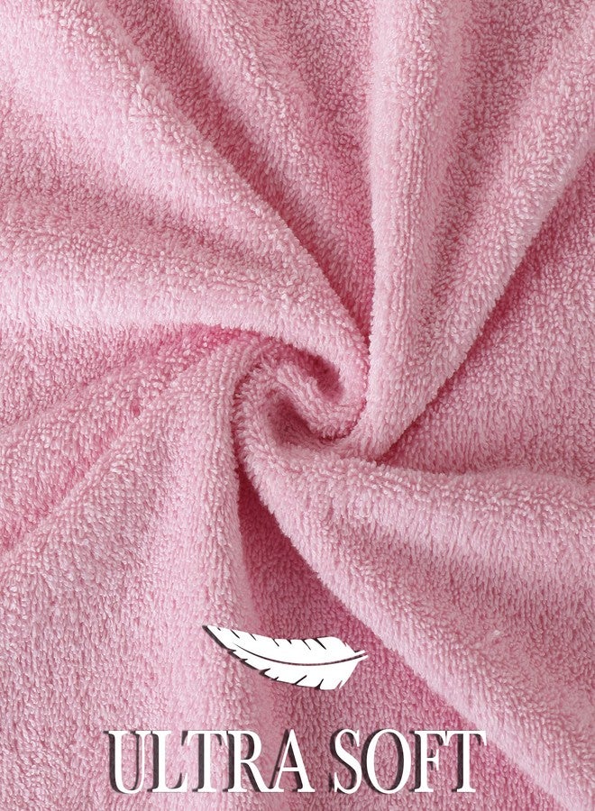 CRAFTBERRY Bath Towels Set-100% Cotton-2 Bath Towels, 2 Hand Towels & 2 Washcloths-Large, Quick Dry, Absorbent, Plush, Soft-Home, Hotel, Pool, Shower Towels -6 Piece Luxury Bathroom Towels - Pink / Light Pink - Image 4