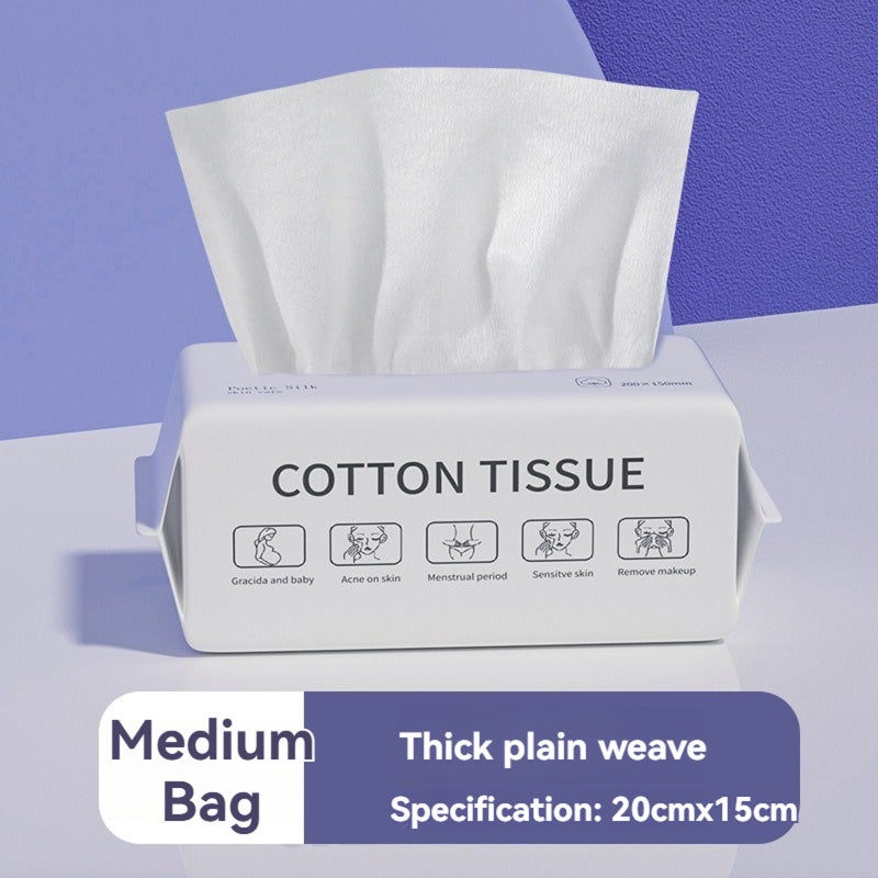 Facial Cleansing Wipes: 100 Pc 20x15cm Thick Soft Pure Cotton - Gentle Absorbent Dry & Wet Use Makeup Remover Towels for Daily Skincare Travel and All Skin Types - Image 2