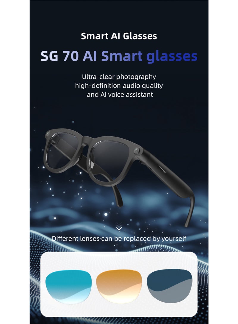 ZESITH 800W HD Camera Smart Glasses,AI Real-time Translation & Video Recording,WIFI Anti-Shake,4GB Storage+32GB RAM,4 Colors Freely Replaceable Lenses Included - Image 5