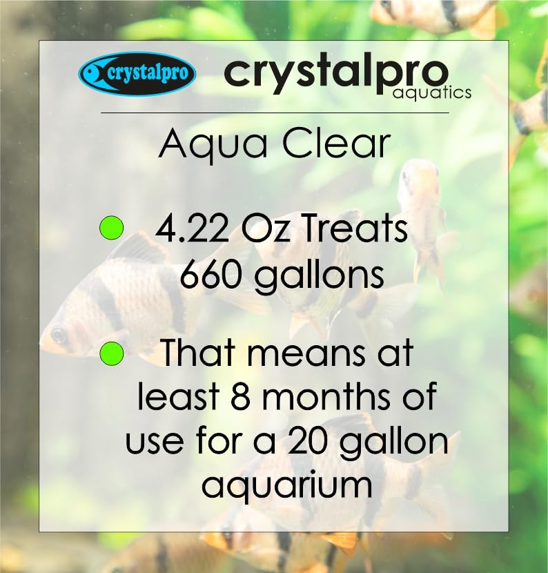 Crystalpro Water Clarifier for Fish Tank 4.22 Oz - Aqua Clear Treats 660 Gallons - Clear Cloudy Fish Tank Water - For Freshwater Aquariums and Fish Ponds - Fish Tank Cleaner - Use With Aquarium Filter - Image 3