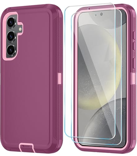 ONOLA Case for Samsung Galaxy S24 S24 Plus Case with HD Screen Protector Not fit S24 S24 Ultra 3 in 1 Heavy Duty Phone Case for Galaxy S24 Plus 67WineRedPink - Image 1