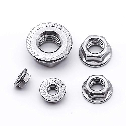 EASTLO 1/4"-20 Serrated Flange Hex Lock Nuts Hexagon Nuts, 304 Stainless Steel 18-8, Full Thread, Coarse Thread UNC, Pack of 25 - Image 4