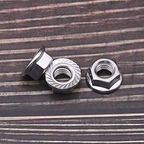 EASTLO 1/4"-20 Serrated Flange Hex Lock Nuts Hexagon Nuts, 304 Stainless Steel 18-8, Full Thread, Coarse Thread UNC, Pack of 25 - Image 3