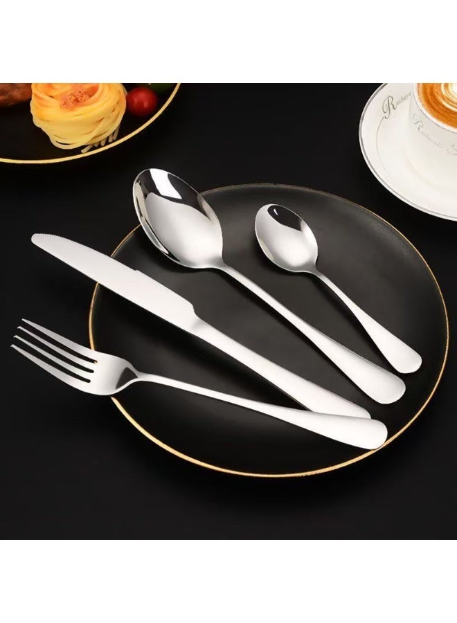 High-quality stainless steel cutlery 24-piece set natural color home hotel western restaurant gift box - table knife * 6 table fork * 6 table spoon * 6 tea spoon * 6 - Image 2