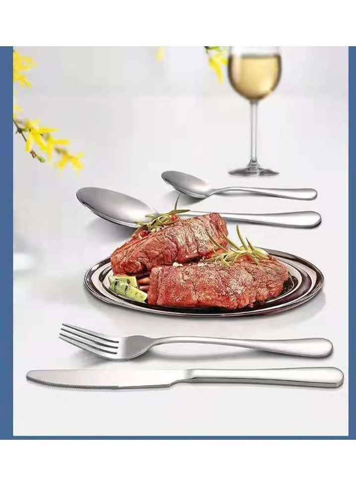 High-quality stainless steel cutlery 24-piece set natural color home hotel western restaurant gift box - table knife * 6 table fork * 6 table spoon * 6 tea spoon * 6 - Image 5