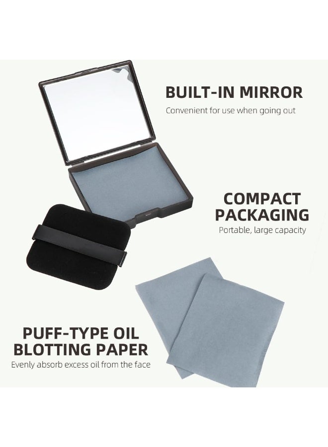 LUMYA Green Tea Oil Blotting Sheets 300 Sheets and Bamboo Charcoal Oil Blotting Sheets 300 Sheets (Total 600 Sheets), Includes Travel Makeup Mirror and Puff, Absorbs Excess Face Oil, Controls Shine, Gentle for Makeup Use, Oil Absorbing Sheets for Face, Makeup Friendly - Image 2