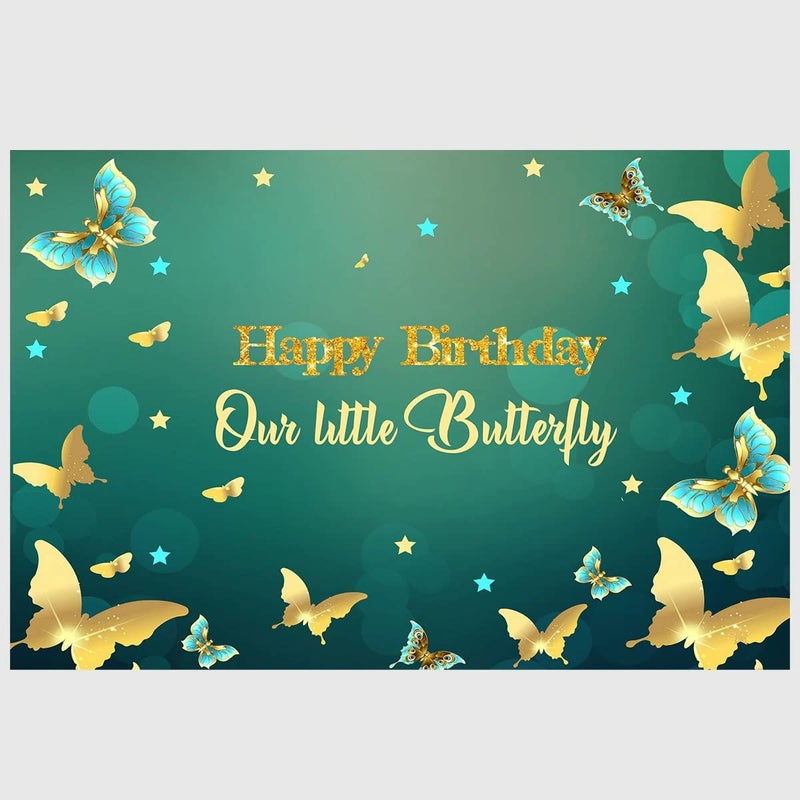 Theme My Party Girls Birthday Decoration Backdrop for Cake Area Girls Birthday Butterfly Theme Banner (6ft X 4ft) - Image 3