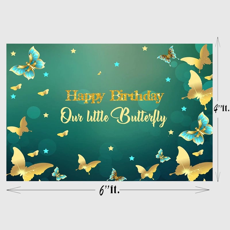 Theme My Party Girls Birthday Decoration Backdrop for Cake Area Girls Birthday Butterfly Theme Banner (6ft X 4ft) - Image 2