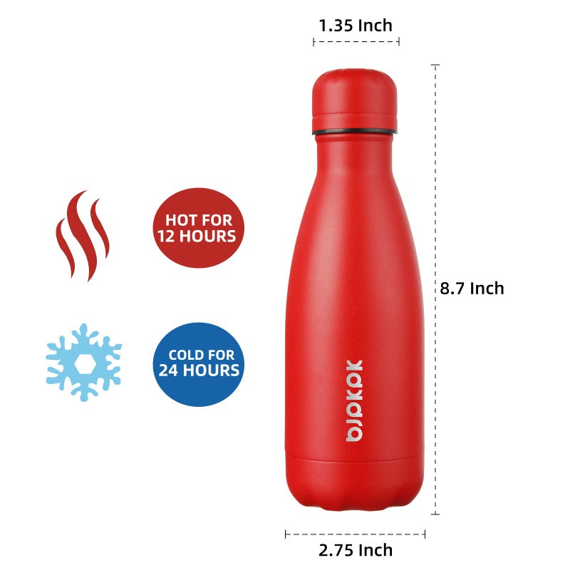 BJPKPK 12oz Insulated Stainless Steel Water Bottles Metal Water Bottle for Travel Keep Cold and Hot,Red - Image 2