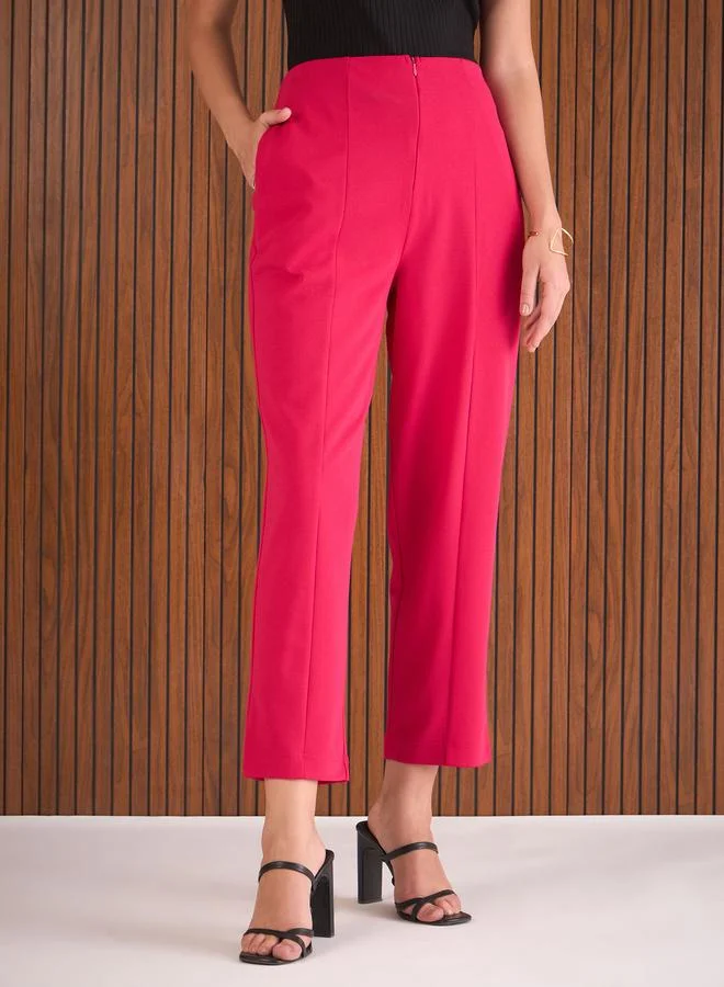 SASSAFRAS Sassafras Women Pink Front Darted High Rise Pants