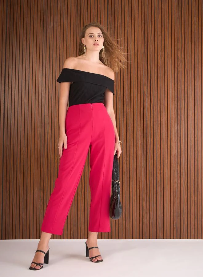SASSAFRAS Sassafras Women Pink Front Darted High Rise Pants