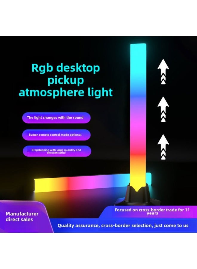 Generic RGB Pickup Atmosphere Light Computer E-sports Hotel Game Desktop Light Home Bar Music Rhythm Pickup Light-Light Color:Symphony Bluetooth White Model-two Usb Interfaces  - Image 4
