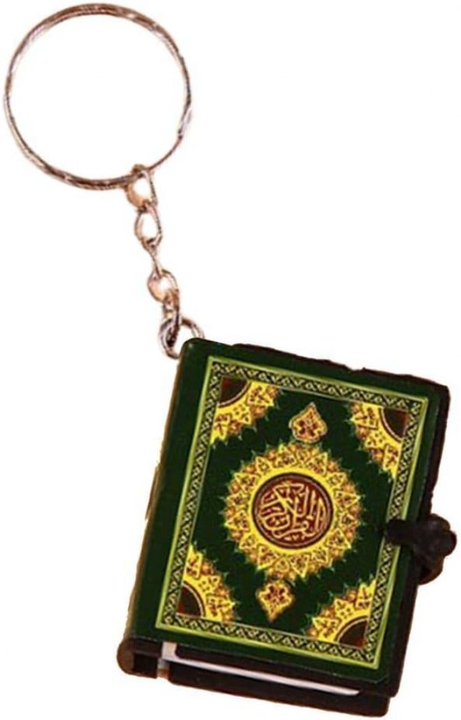 Mini Ark Book Key Chain Religious Pendant Charms Keyring, Car Rear Mirror Hanging Decorative Ornaments Bag Purse Decor Necklace, Green, 3.5x4cm - Image 1
