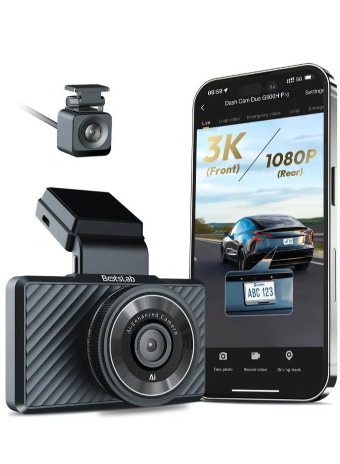 Botslab G500H Pro Dash Cam 3K Front 1080 Rear ADAS Built-in GPS Front 5MP FHD Camera HD Night Vision//Dash Cameras // - Image 1