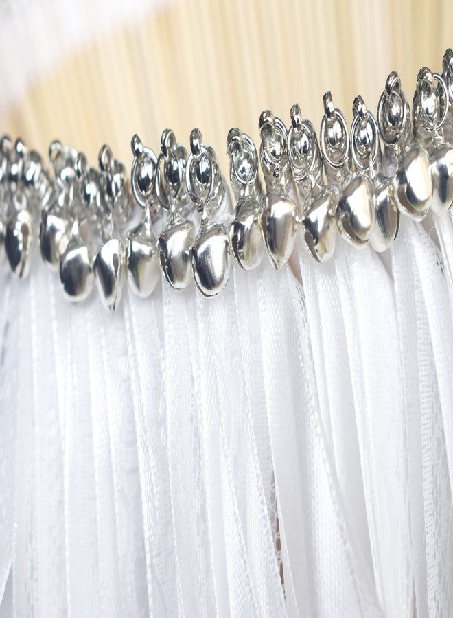 Kingsnow 100 Pieces Lace Wedding Ribbon Wands with Triple Ribbon and Silver Bell Wand Silk Fairy Stick Wand Streamers Party Ribbon Sticks Magic Fairy Wands for Wedding Bridal Shower Photo Prop Send - Image 3