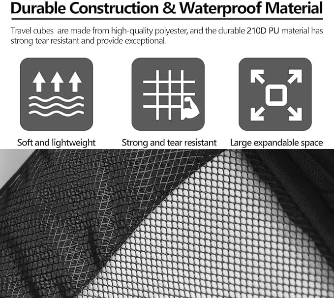 ALANX Packing Cubes for Suitcases 4 Piece Mesh Zipper Cubes Organizer Set Clothes Storage Bags Set for Luggage Travel Organisers Accessories (Black, Medium) - Image 2