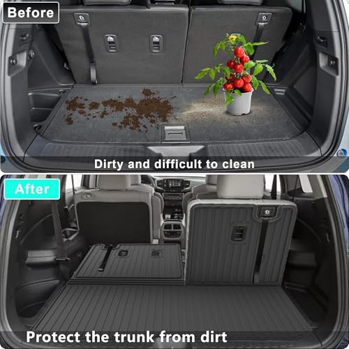 TTX LIGHTING Original Cargo Mat & Backrest Mat Fit for Honda Pilot 2016-2025 2026 (No Elite): All Weather Protection Cargo Liner with Backrest Mat Behind 3rd Row Back Seat Protector - Image 3