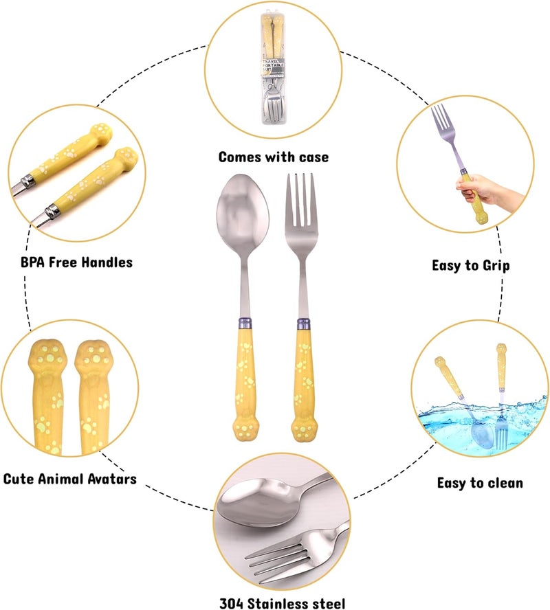 BrainGiggles Kids Cutlery Set with Case, Stainless Steel Cutlery with Rounded Edges, Portable Travel Utensils Set for Kids - Image 3