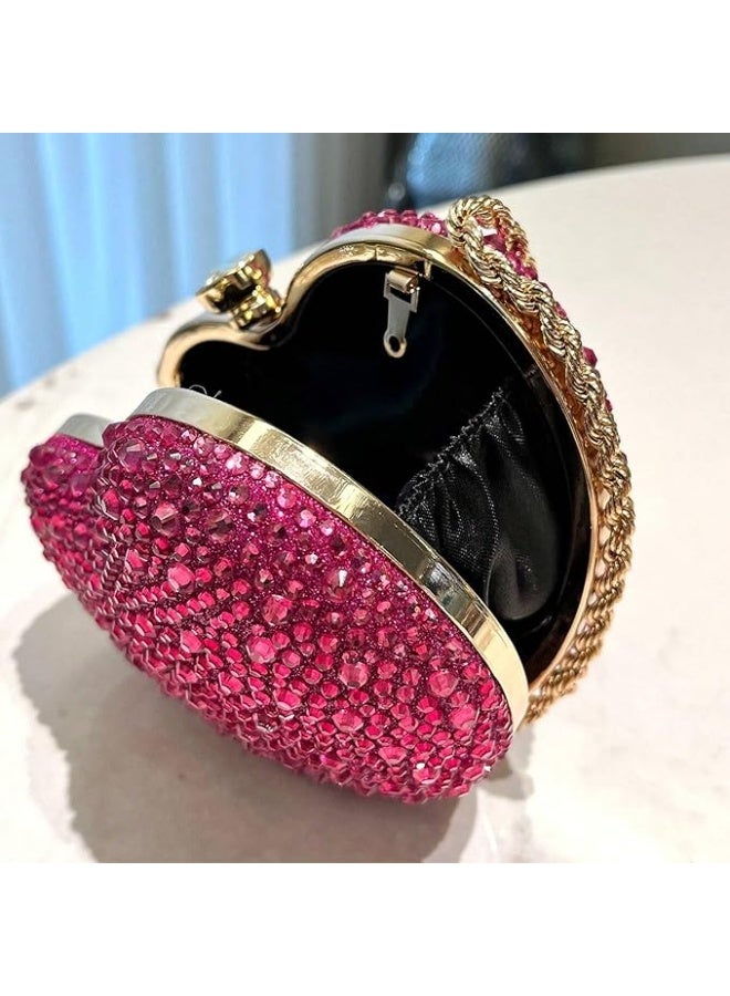 مجرد ركن جميل حقيبة يد أنيقة على شكل قلب مرصعة بالألماس مع حزام سلسلة ذهبية للمناسبات المسائية - Image 2