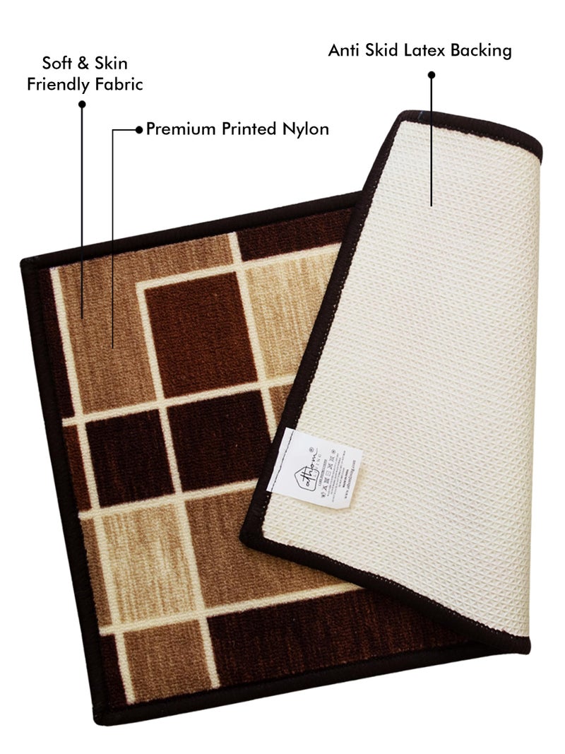 Athom Trendz Athom Living Premium Anti Slip Printed Doormat, Durable Nylon Fabric, Soft Texture, Easy to Clean, Stylish Home Decor Mat for Doorway & Living Room, 37x57 cm |Multicolor (Brown with Beige) - Image 3