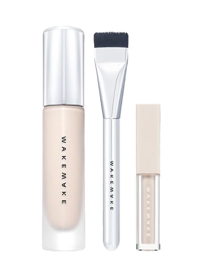 Wakemake Water Velvet Cover Foundation 30ml, Wakemake Foundation Brush, Wakemake Water Velvet BB Cream Set, Korean Glass Skin Foundation 0.34 Fl Oz (Pack of 3) (22 NEUTRL), Beige - Image 1