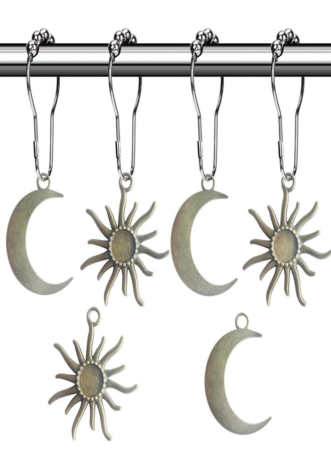 Aimoye Sun Moon Celestial Shower Curtain Hooks - Mid Century Abstract Boho, Minimalist Vintage Cute, Chic Mystic Fantasy Goth Nature Bathroom Decor - Image 1