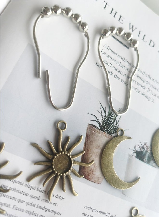 Aimoye Sun Moon Celestial Shower Curtain Hooks - Mid Century Abstract Boho, Minimalist Vintage Cute, Chic Mystic Fantasy Goth Nature Bathroom Decor - Image 3