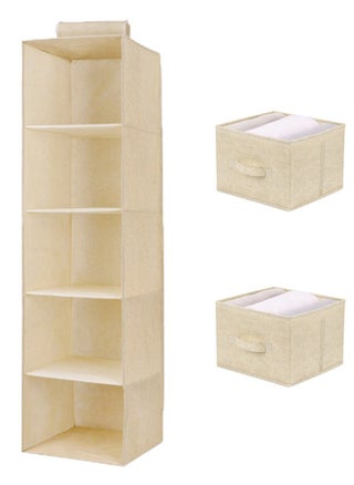 Foldable 5-Tier Hanging Closet Organizer and Underwear Sock Shoes Storage Rack with 2 Removable Drawer Organizer - pzsku/Z694E63D5DAA169521608Z/45/_/1716519815/731473d6-5541-4440-8f72-5f43fe60f7b1