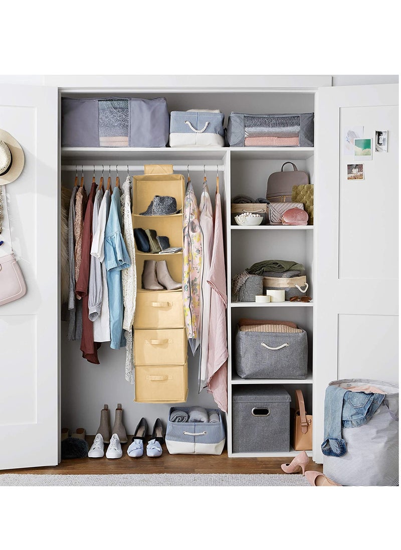 XiuWoo Foldable 5-Tier Hanging Closet Organizer and Underwear Sock Shoes Storage Rack with 2 Removable Drawer Organizer  - Image 4