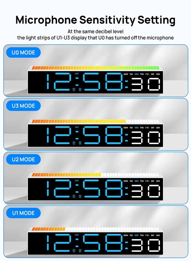 MASHI Digital Alarm Clock, Digital Clock for Bedrooms with 10 Color Changing Night Light，DST, Adjustable Brightness,Dynamic Music Sync for Bedside, Gaming PC & TV Backlight Strips Decoration (Bule) - Image 5