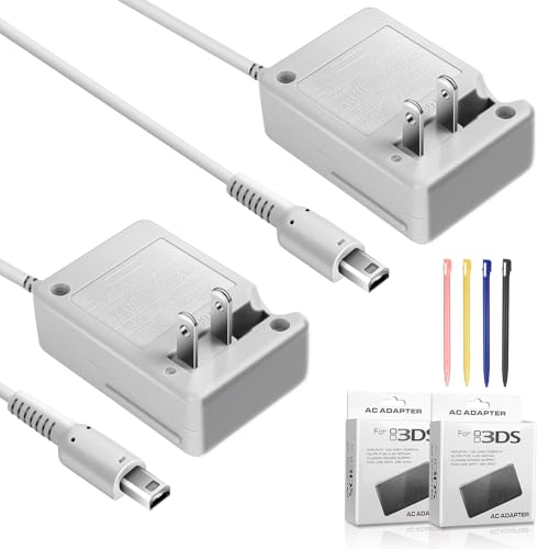 Pywenlo 2 Pcs DSi Charger and Stylus Pen Set, Compatible with Nintendo DSi/3DS/2DS XL, 100-240V AC Adapter with 45.2in Long Cable, 4 Replacement Stylus, Safe Fast Charging, Auto Voltage Adjustment (2) - Image 1