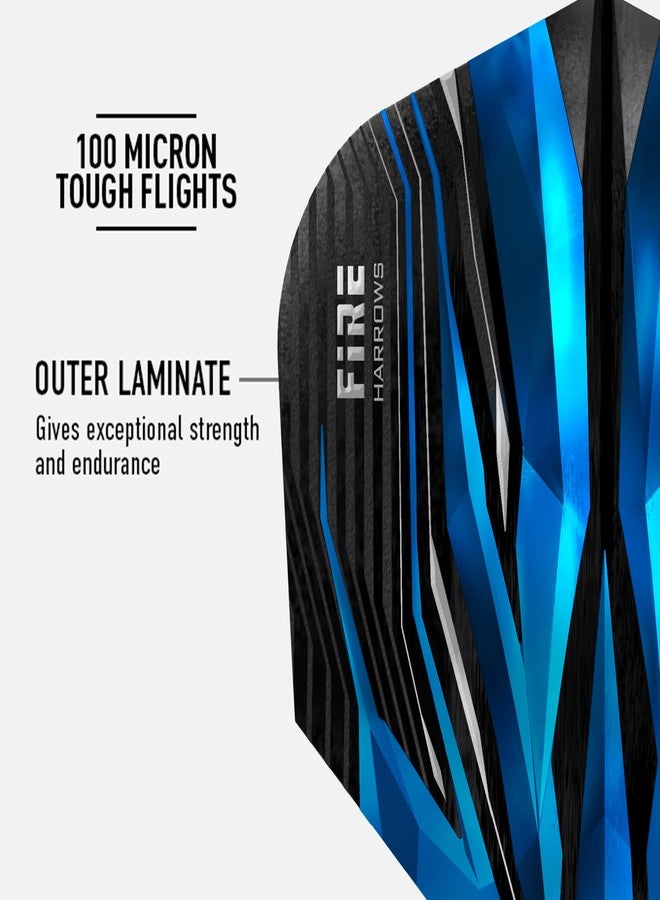 Harrows Fire Dart Flights | 5 x Sets Darts Flights (15 Flights Total) I 100 Micron Dart Flights I Premium Extra Strong Made in UK I Professional Darts Accessories I Blue Dart Flights - Image 3
