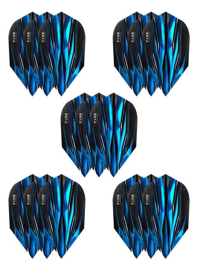Harrows Fire Dart Flights | 5 x Sets Darts Flights (15 Flights Total) I 100 Micron Dart Flights I Premium Extra Strong Made in UK I Professional Darts Accessories I Blue Dart Flights - Image 1