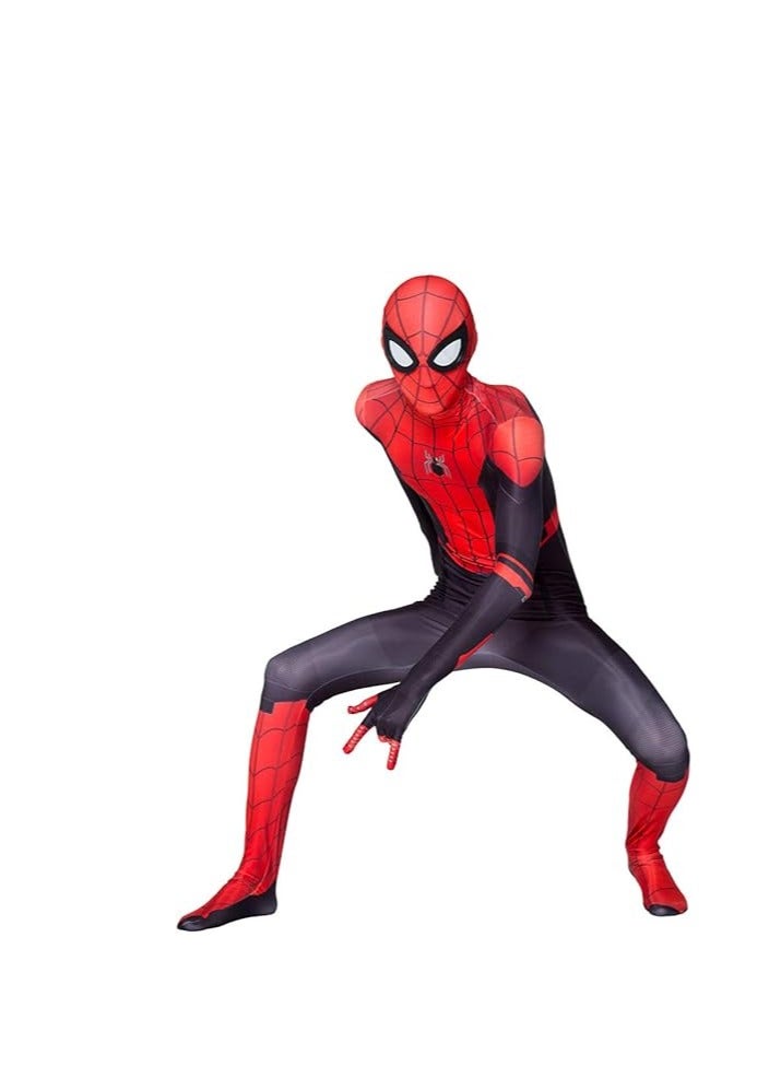 Costume Cosplay Set 3D Style Superhero Cosplay Full Body Bodysuit Spandex Jumpsuit Kids Spider-Man Dress Up (Children's Size: 110-120cm) - Image 4