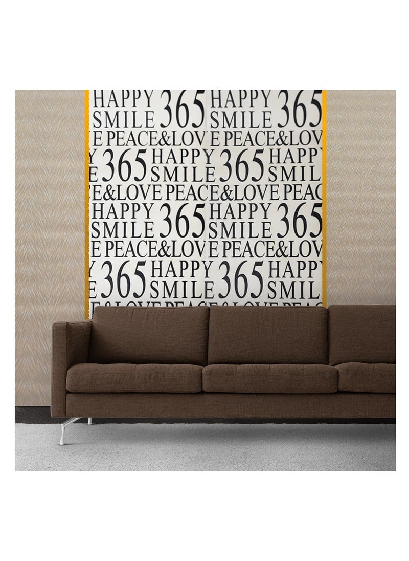 MAF Wallpaper MAF Wallpaper BR18A601 3D Embossed Wallpaper 365 Days Happy Smile Peace & Love Word Design Wallpaper, Non-Woven Wallpaper for study room, cafe wallpaper, hotel, office & more - Black & White  - Image 1