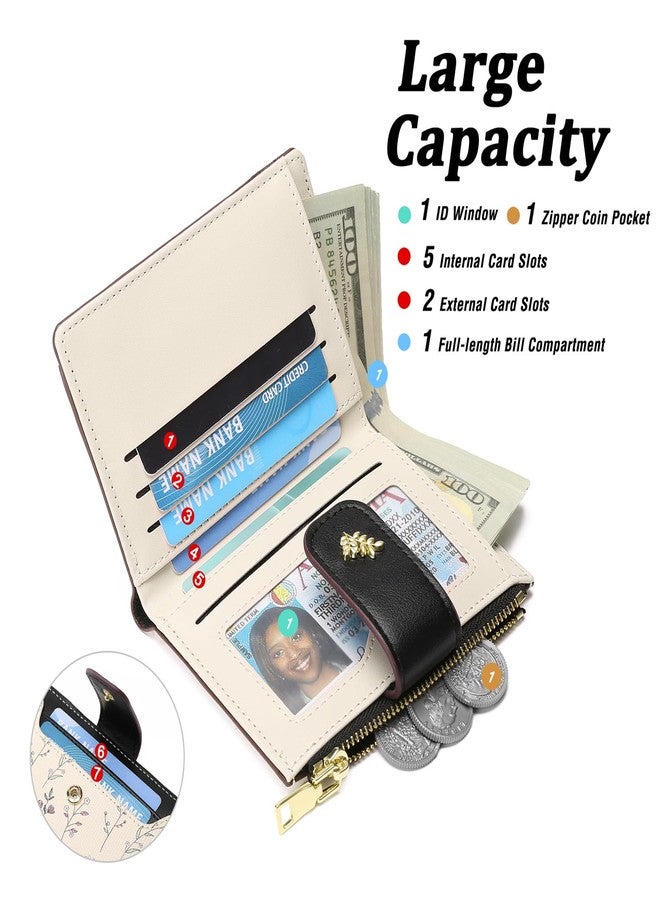 GAEKEAO Small Wallets for Women RFID Blocking Leather Bifold Zipper Pocket Wallet Credit Card Holder with ID Window - Image 2