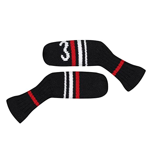 Scott Edward Black Red White Warning Iron Covers,Set of 10 PCS, Adorable and Basically Socks Shape,Washable & Durable Golf Club Head Protector (Black Red White Warning Stripes) - Image 4