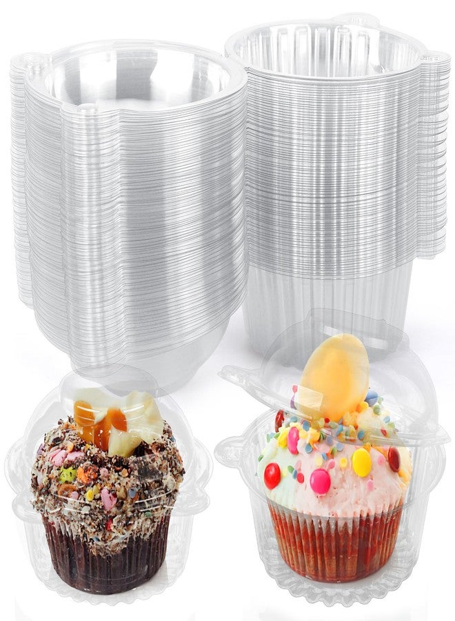 HANSGO 80Pack Individual Cupcake Containers with Lid, 4.3 x 3.2 Inches Plastic Clear Cupcake Holder for Wedding Baby Shower Birthday Party Supply - Image 1