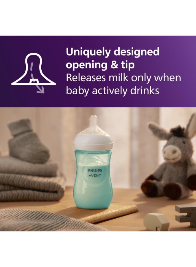 Philips Philips Avent Natural Baby Bottles with Natural Response Nipples (Medium Flow, Flow 3), 9oz, Teal, 4-Pack, SCY903/44 - Image 3
