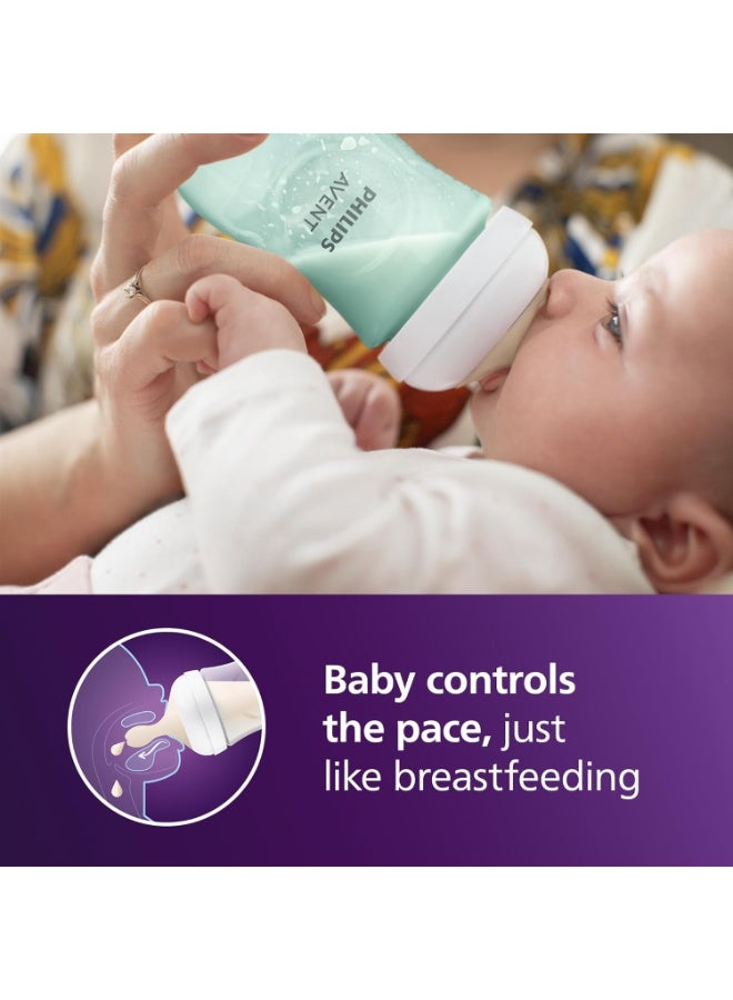 Philips Philips Avent Natural Baby Bottles with Natural Response Nipples (Medium Flow, Flow 3), 9oz, Teal, 4-Pack, SCY903/44 - Image 2