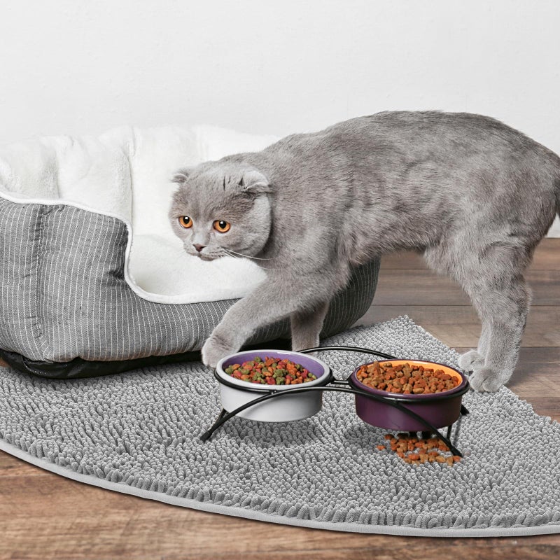 Tinideya Corner Cat Litter Mat 31"x 31" Kitty Litter Box Trapping Mat Large Waterproof Corner Rug Non Slip, Easy Clean, Machine Washable(Light Gray) - Image 5