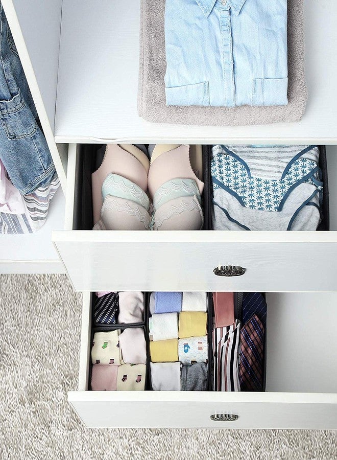 Styleys Foldable Cloth Storage Box Closet Dresser Drawer Organizer Cube Basket Bins Containers Divider with Drawers for Underwear, Bras, Socks, Ties, Scarves, Set of 6 (Black, S12014) - Image 3