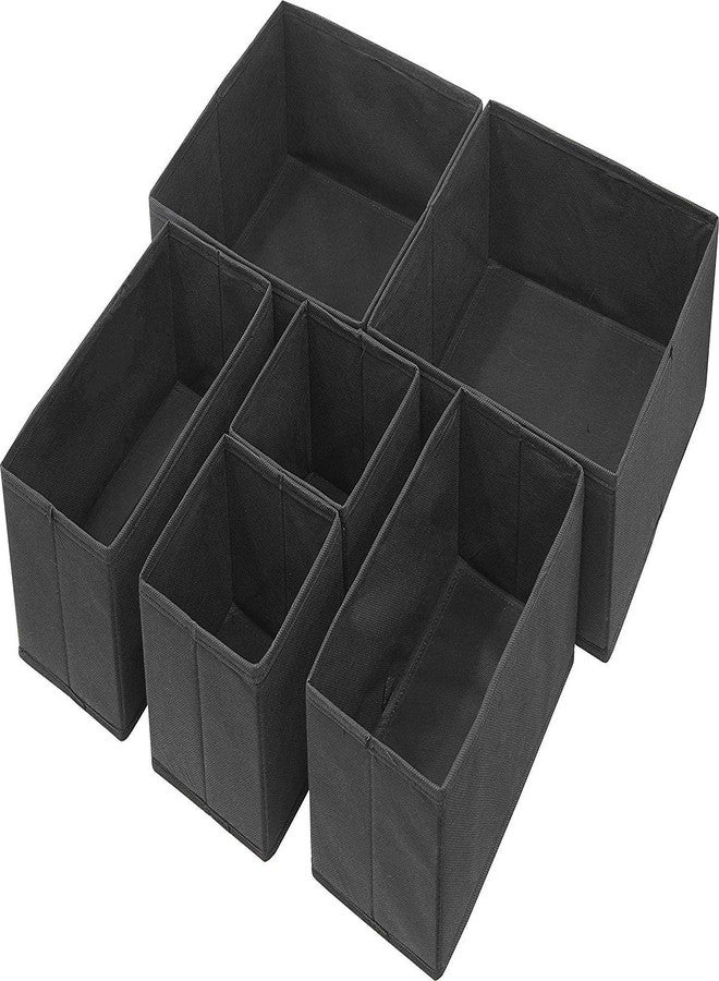 Styleys Foldable Cloth Storage Box Closet Dresser Drawer Organizer Cube Basket Bins Containers Divider with Drawers for Underwear, Bras, Socks, Ties, Scarves, Set of 6 (Black, S12014) - Image 2