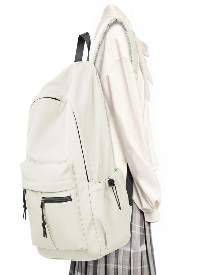 UPPACK School Backpack for Girls Boys Bookbag Cute Aesthetic College Backpack Women Middle High School Teen Gym Backpacks, Beige - Image 1