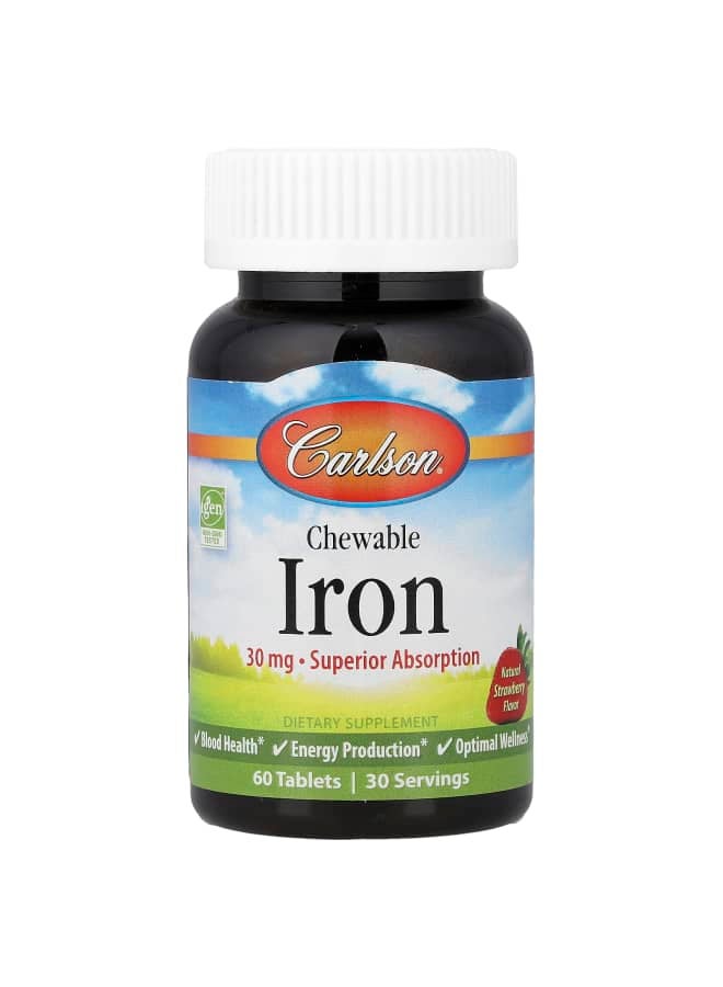 Carlson Chewable Iron, Natural Strawberry, 60 Tablets (15 mg per Tablet)