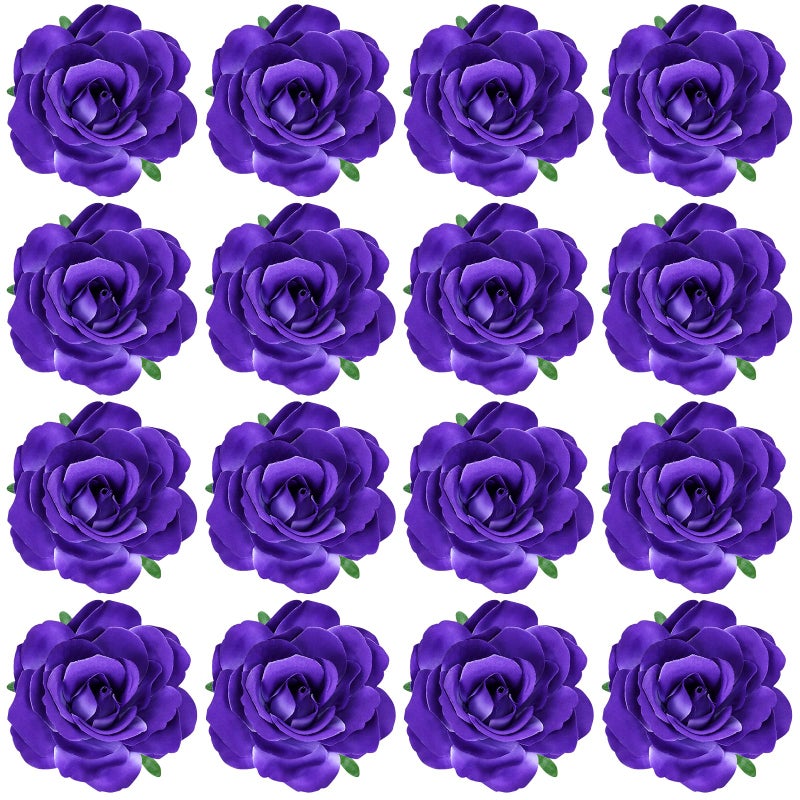 Cinaci 16 Pieces Realistic Purple Rose Flower Brooches Hair Clips Barrettes Party Prom Floral Hair Pins Accesssories for Women Girls - Image 2