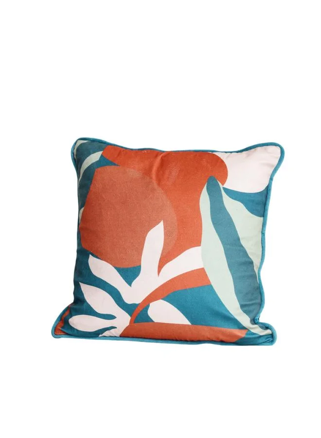 Sanskrutihomes Blue Printed Velvet Square Cushion Cover, Medium