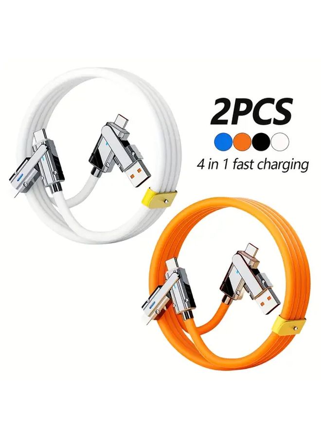 كابل USB-C 4 في 1 بطول 3.3 قدم أبيض، شحن سريع بقوة 30 وات لأجهزة أندرويد - Image 3