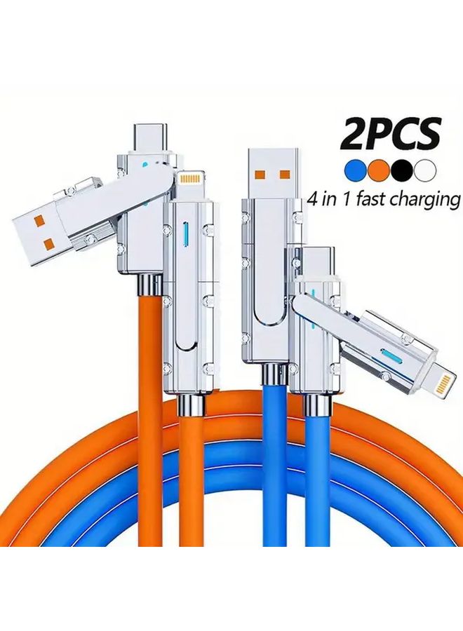 كابل USB-C 4 في 1 بطول 3.3 قدم أبيض، شحن سريع بقوة 30 وات لأجهزة أندرويد - Image 1