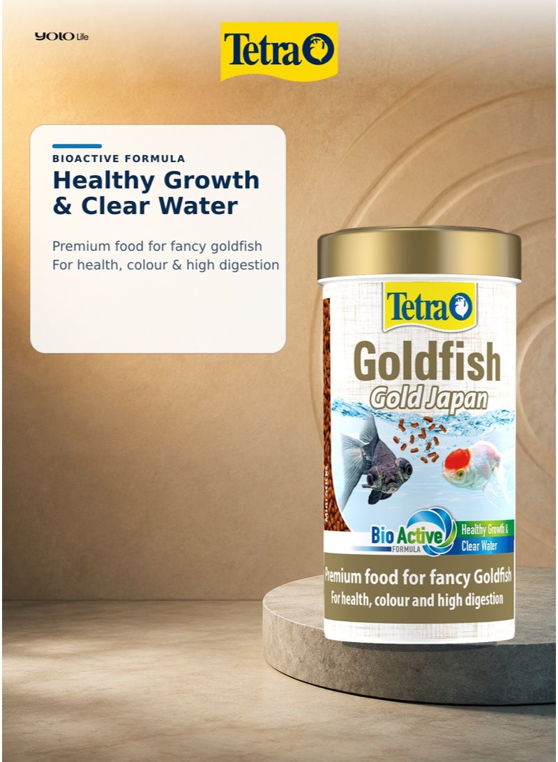 تترا Tetra Goldfish Gold Japan 250 مل، 145 جم طعام أسماك لحوض السمك للأسماك الذهبية الفاخرة، أعواد صغيرة غاطسة مع جنين القمح للأوراندا واللايون هيد والريوكين، غذاء كامل بروتين 52% - Image 2
